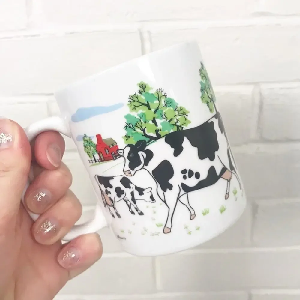 Vintage Farmhouse Cow Print Coffee Mug from 1997